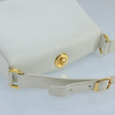 GUCCI Hand Bag Leather White Gold Auth mr709-6