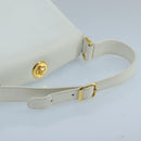 GUCCI Hand Bag Leather White Gold Auth mr709-7