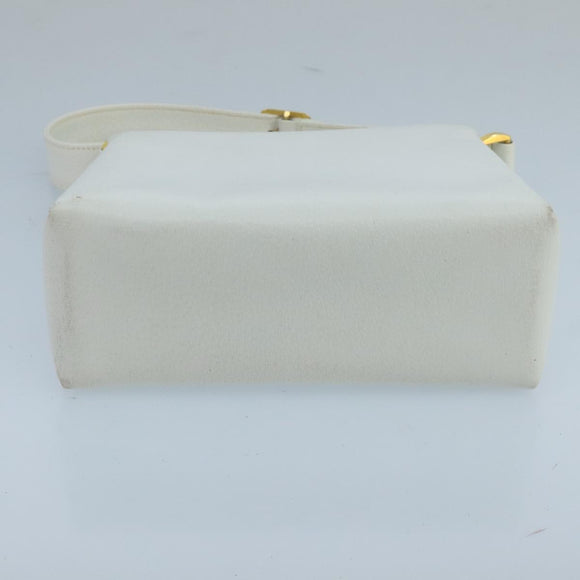 GUCCI Hand Bag Leather White Gold Auth mr709