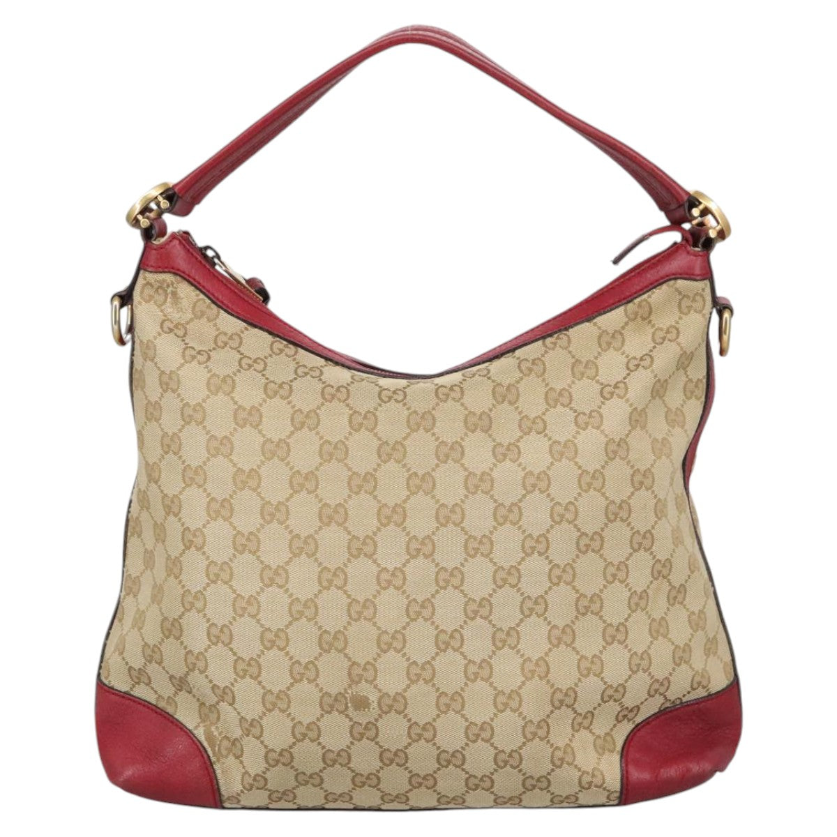 GUCCI GG Canvas Hand Bag 2way Beige Red Auth mr710 - 0