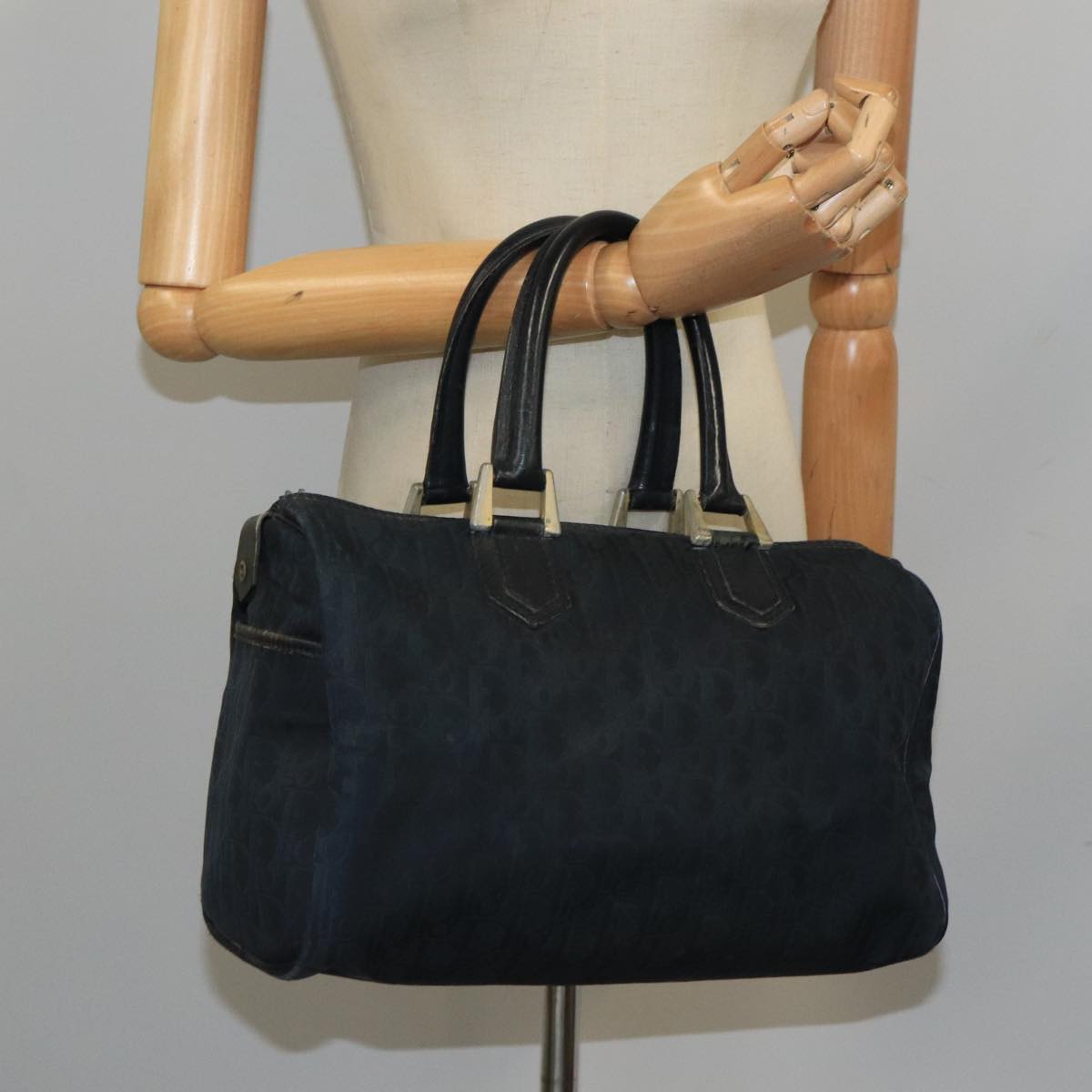 Christian Dior Trotter Canvas Boston Bag Navy Auth mr713