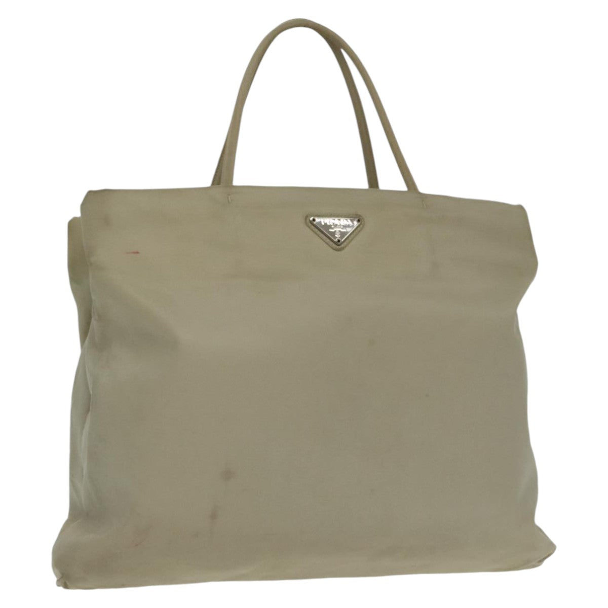 PRADA Tote Bag Nylon Beige Auth mr717