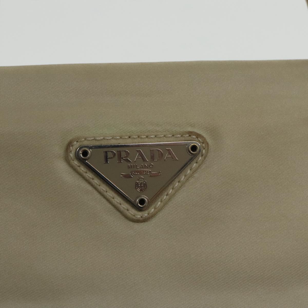 PRADA Tote Bag Nylon Beige Auth mr717