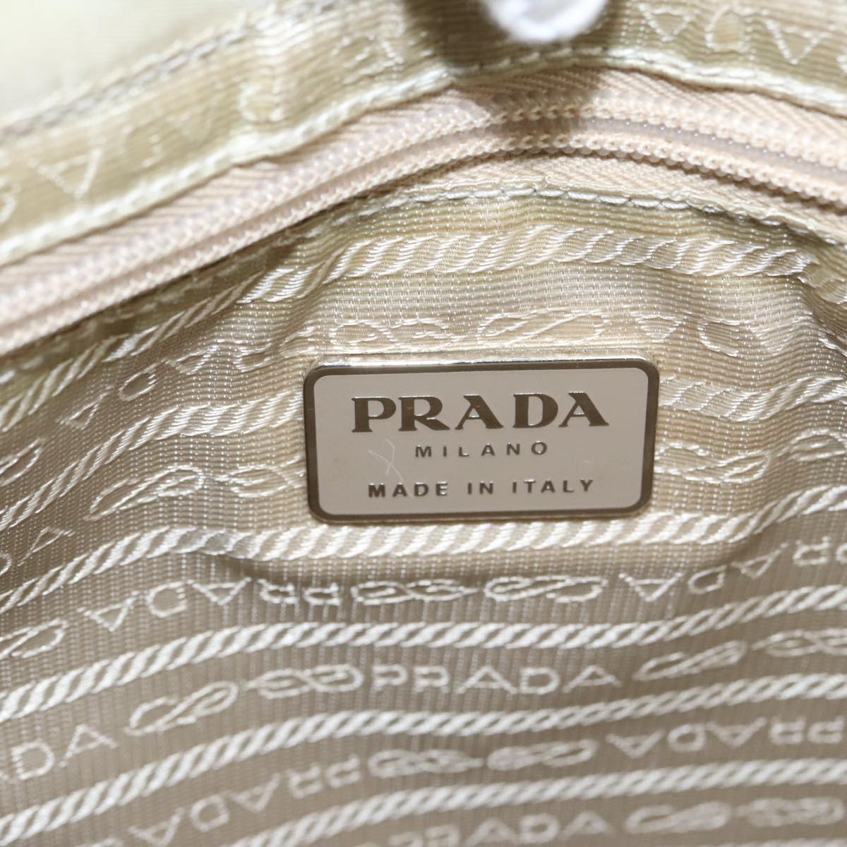 PRADA Tote Bag Nylon Beige Auth mr717