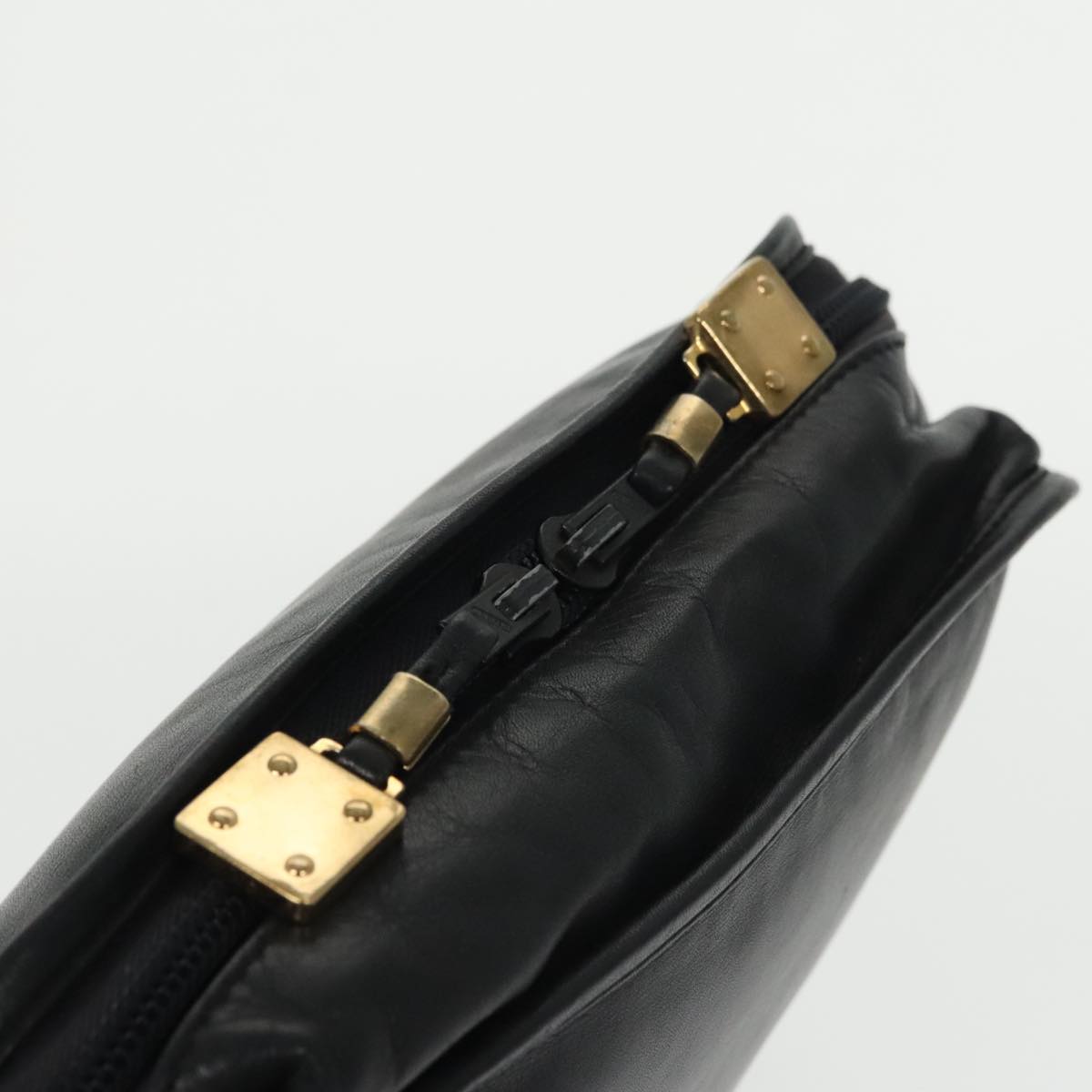 LOEWE Anagram Clutch Bag Leather Black Auth mr723