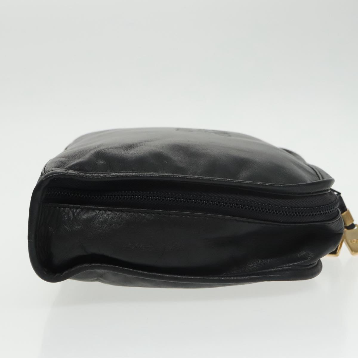 LOEWE Anagram Clutch Bag Leather Black Auth mr723