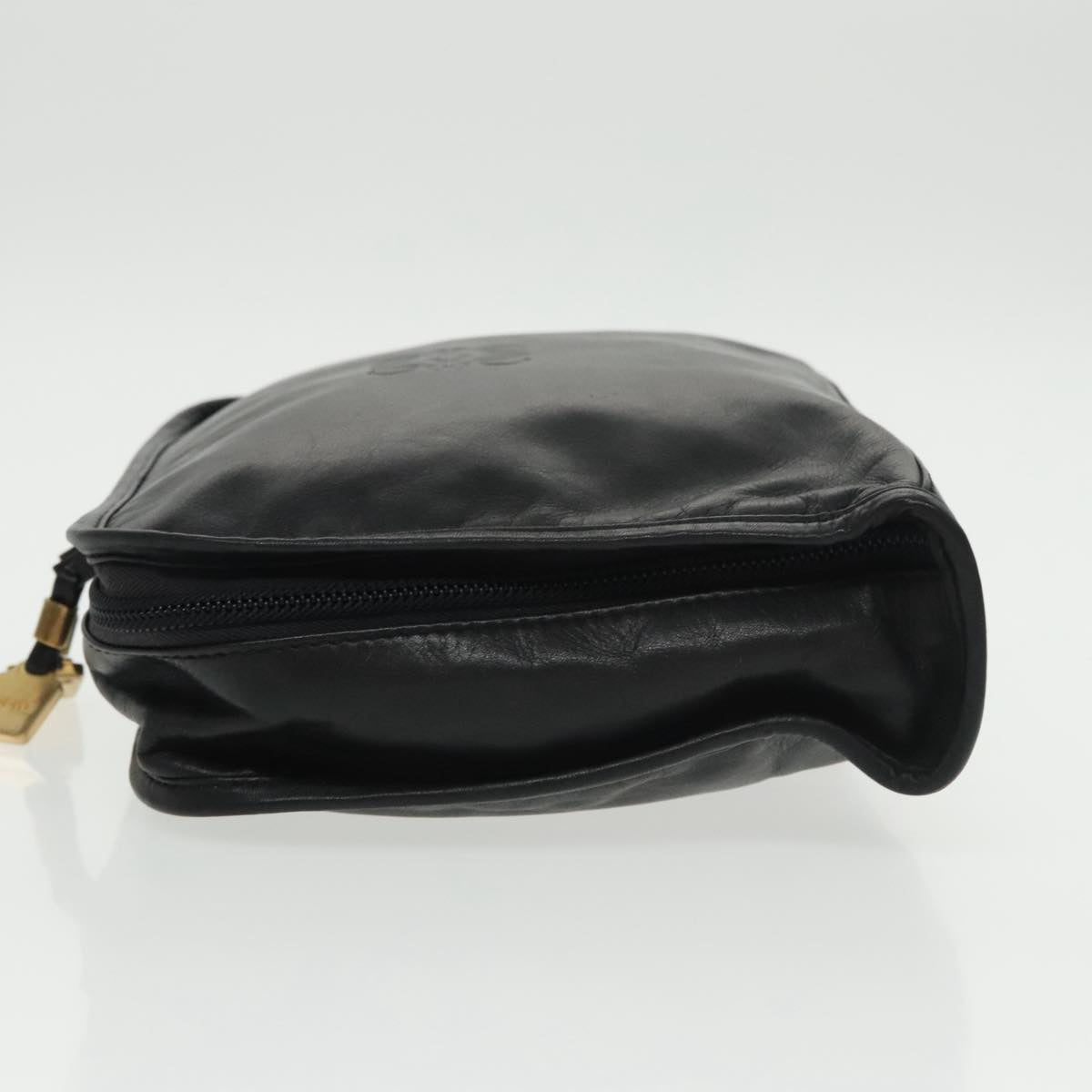 LOEWE Anagram Clutch Bag Leather Black Auth mr723