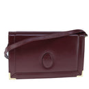 CARTIER Must Line Shoulder Bag Leather Bordeaux Gold Auth mr732-1