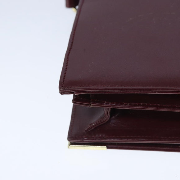 CARTIER Must Line Shoulder Bag Leather Bordeaux Gold Auth mr732