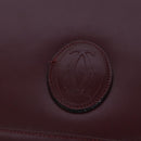 CARTIER Must Line Shoulder Bag Leather Bordeaux Gold Auth mr732-17