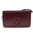 CARTIER Must Line Shoulder Bag Leather Bordeaux Gold Auth mr732-13