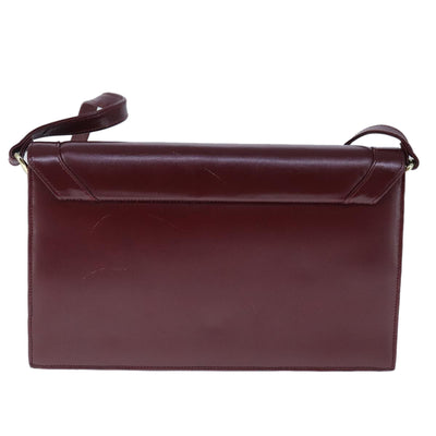 CARTIER Must Line Shoulder Bag Leather Bordeaux Gold Auth mr732 - 0