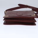 CARTIER Must Line Shoulder Bag Leather Bordeaux Gold Auth mr733-5