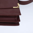 CARTIER Must Line Shoulder Bag Leather Bordeaux Gold Auth mr733-15