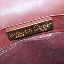 CARTIER Must Line Shoulder Bag Leather Bordeaux Gold Auth mr733-18