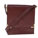 CARTIER Must Line Shoulder Bag Leather Bordeaux Gold Auth mr733-1