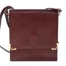 CARTIER Must Line Shoulder Bag Leather Bordeaux Gold Auth mr733-13