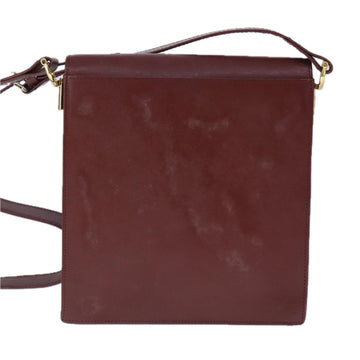 CARTIER Must Line Shoulder Bag Leather Bordeaux Gold Auth mr733 - 0