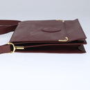 CARTIER Must Line Shoulder Bag Leather Bordeaux Gold Auth mr733-3