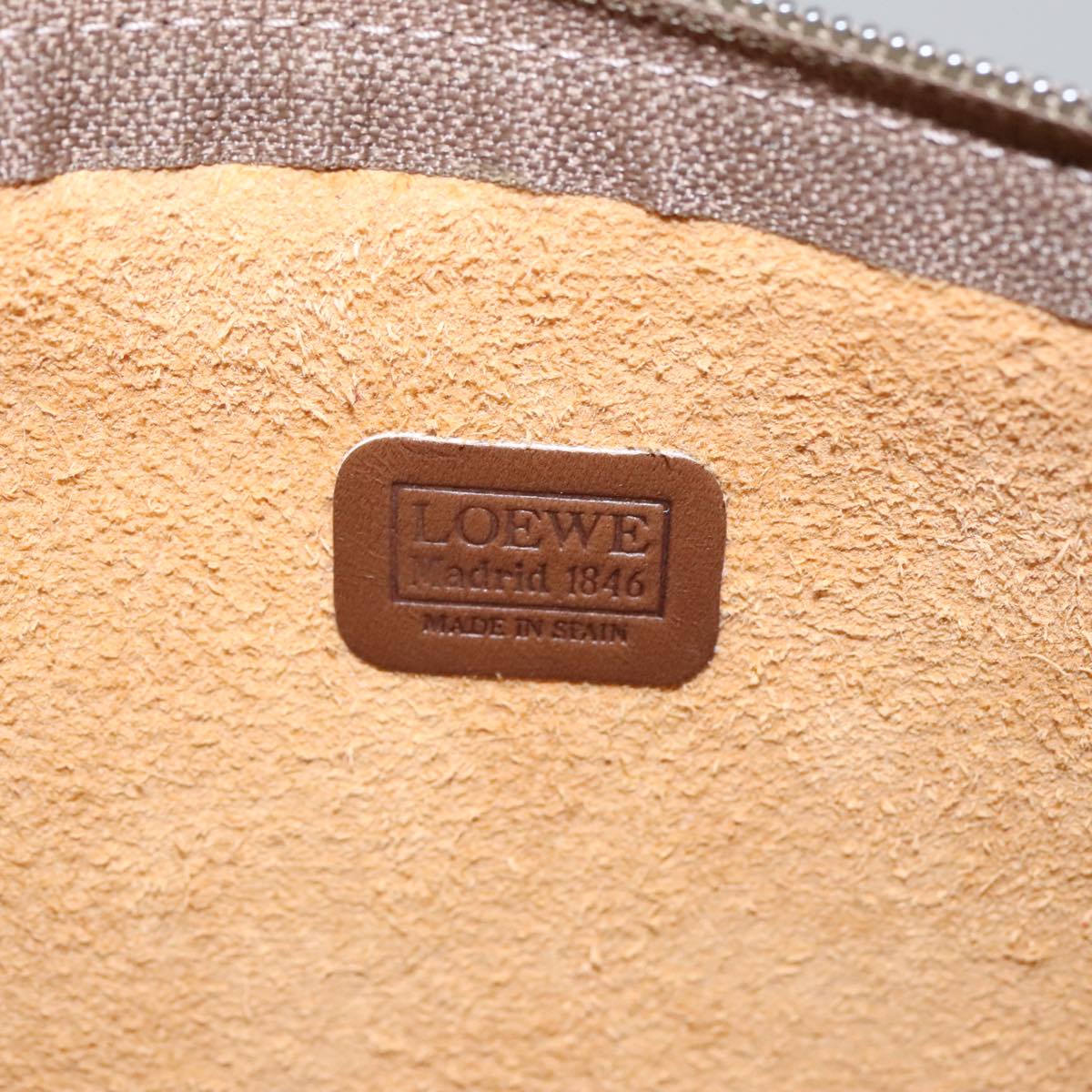 LOEWE Anagram Shoulder Bag Leather Brown Auth mr734