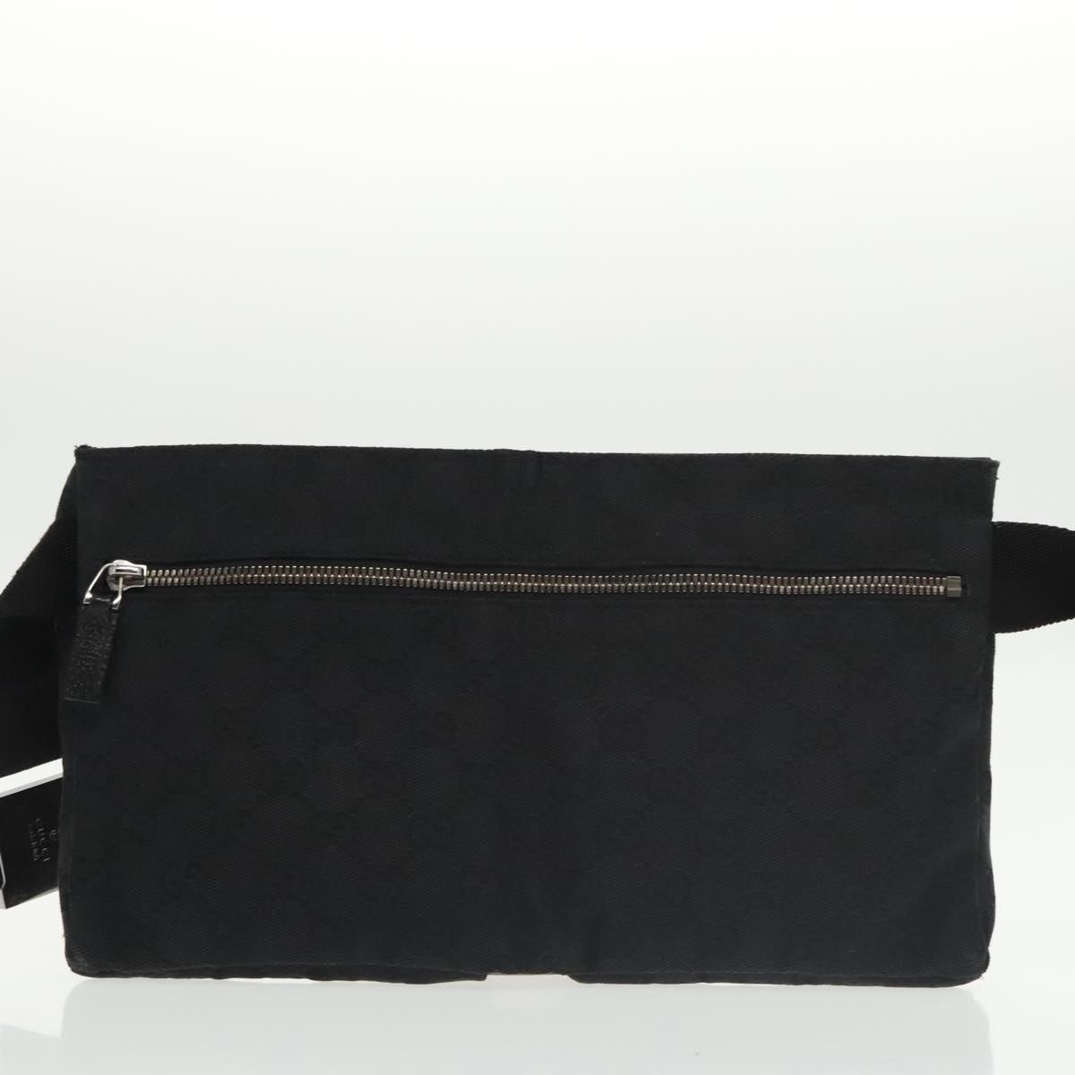 GUCCI GG Canvas Waist bag Black Silver 28566 Auth mr735