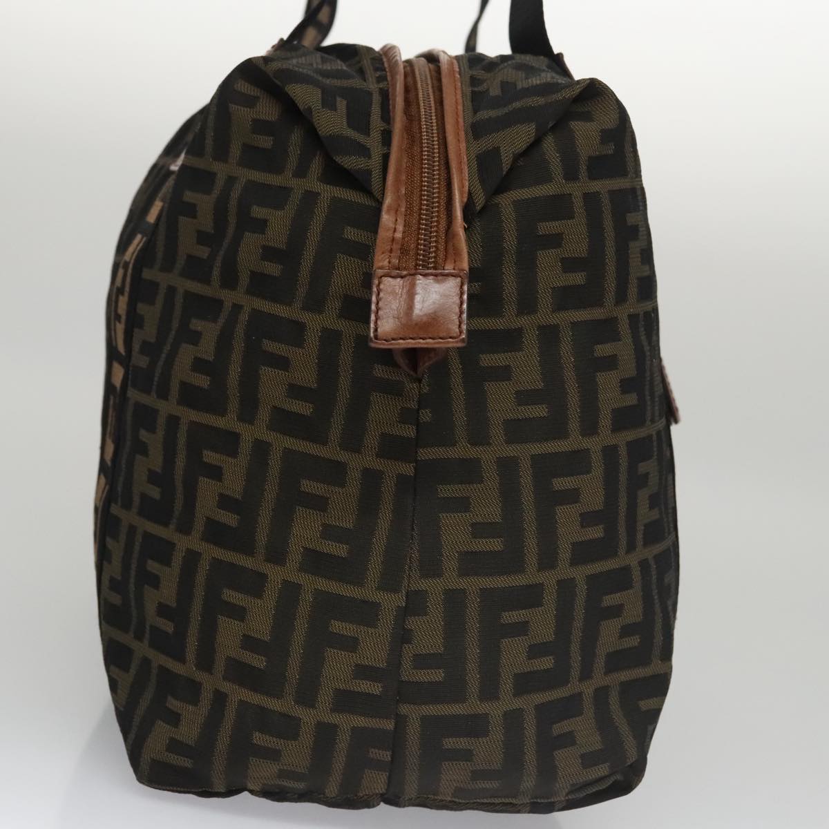 FENDI Zucca Canvas Tote Bag Brown Black Auth mr739