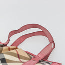 BURBERRY Nova Check Hand Bag PVC Leather 2way Beige Auth mr743-14