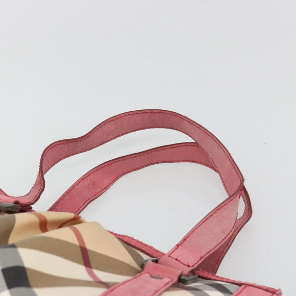 BURBERRY Nova Check Hand Bag PVC Leather 2way Beige Auth mr743