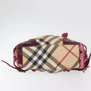 BURBERRY Nova Check Hand Bag PVC Leather 2way Beige Auth mr743-16