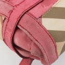 BURBERRY Nova Check Hand Bag PVC Leather 2way Beige Auth mr743-17