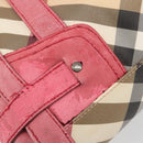 BURBERRY Nova Check Hand Bag PVC Leather 2way Beige Auth mr743-11