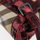 BURBERRY Nova Check Hand Bag PVC Leather 2way Beige Auth mr743-18
