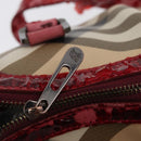 BURBERRY Nova Check Hand Bag PVC Leather 2way Beige Auth mr743-19