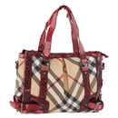BURBERRY Nova Check Hand Bag PVC Leather 2way Beige Auth mr743-1