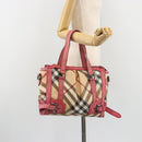 BURBERRY Nova Check Hand Bag PVC Leather 2way Beige Auth mr743-30