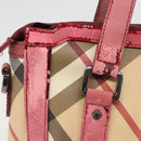 BURBERRY Nova Check Hand Bag PVC Leather 2way Beige Auth mr743-3