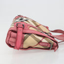 BURBERRY Nova Check Hand Bag PVC Leather 2way Beige Auth mr743-4