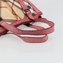 BURBERRY Nova Check Hand Bag PVC Leather 2way Beige Auth mr743-8