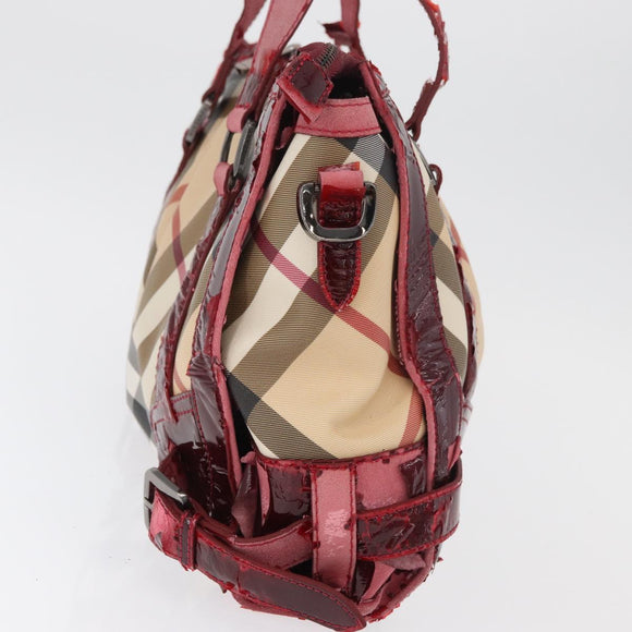 BURBERRY Nova Check Hand Bag PVC Leather 2way Beige Auth mr743