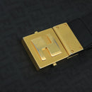 FENDI Zucchino Canvas Shoulder Bag Black Auth mr746-17