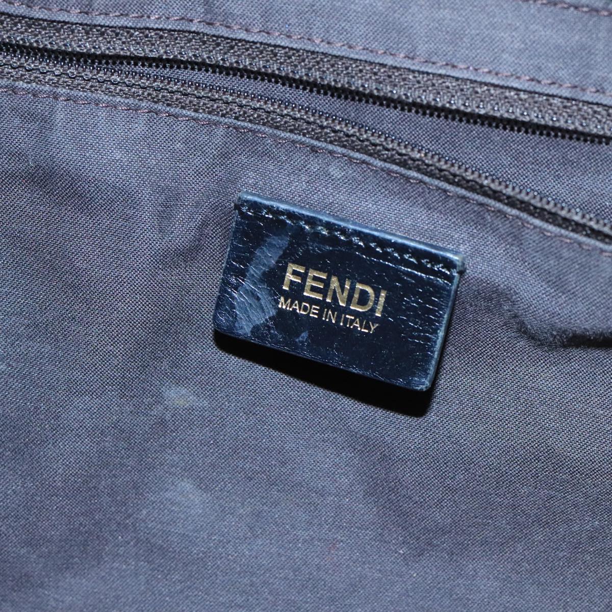 FENDI Zucchino Canvas Shoulder Bag Black Auth mr746