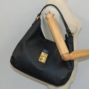 FENDI Zucchino Canvas Shoulder Bag Black Auth mr746-21