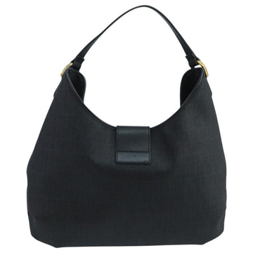 FENDI Zucchino Canvas Shoulder Bag Black Auth mr746 - 0