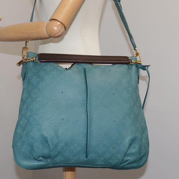 LOUIS VUITTON Mahina Selene MM Shoulder Bag Leather Blue Lagon M93986 Auth mr766