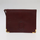 CARTIER Clutch Bag Leather Suede 2Set Bordeaux Auth mr782-10