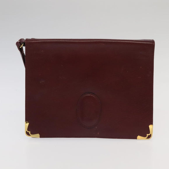 CARTIER Clutch Bag Leather Suede 2Set Bordeaux Auth mr782