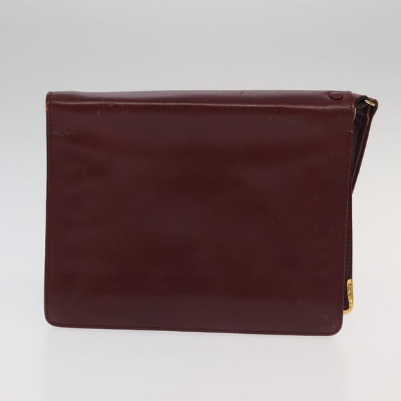 CARTIER Clutch Bag Leather Suede 2Set Bordeaux Auth mr782