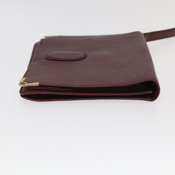 CARTIER Clutch Bag Leather Suede 2Set Bordeaux Auth mr782