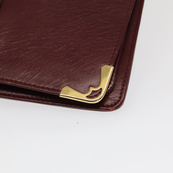CARTIER Clutch Bag Leather Suede 2Set Bordeaux Auth mr782