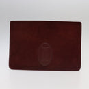 CARTIER Clutch Bag Leather Suede 2Set Bordeaux Auth mr782-2
